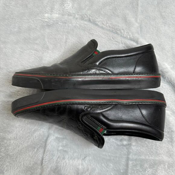 Gucci Sneakers Mens size 9 Black G/9.5 US/43 EUR GG Monogram Embossed Leather - Picture 6 of 10
